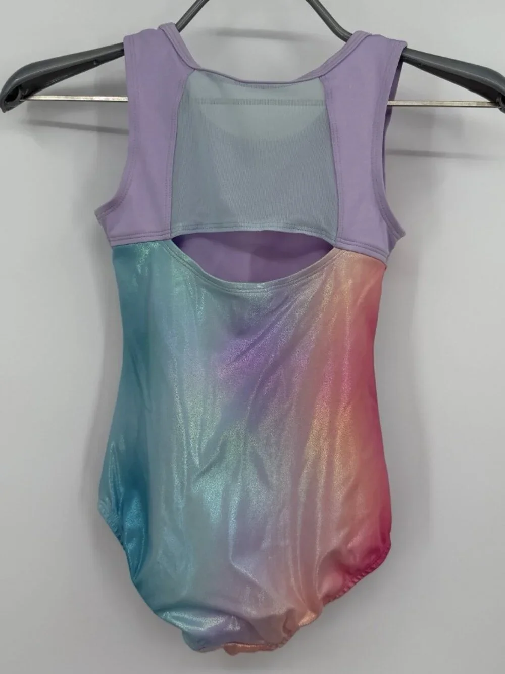More Than Magic Sleeveless Leotard size S 6/6X Purple/Multicolor Ombre Mesh Stud